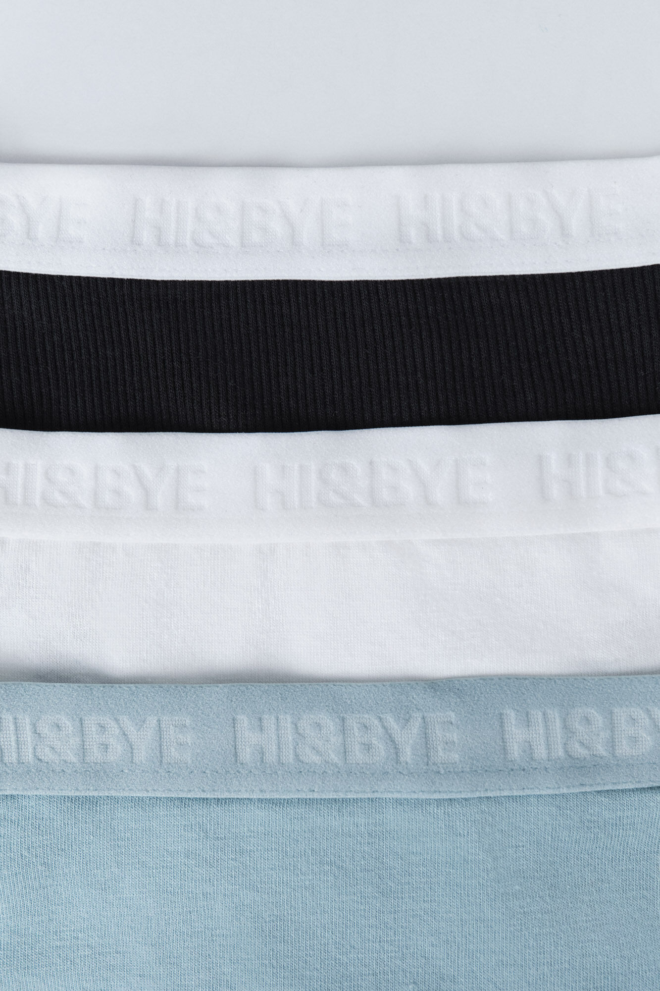 HI&BYE Pack of 3 thongs , black, white, and blue