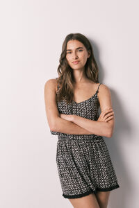 Women'secret Geometric print short playsuit with straps