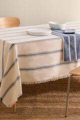 Textura Striped recycled cotton tablecloth blue