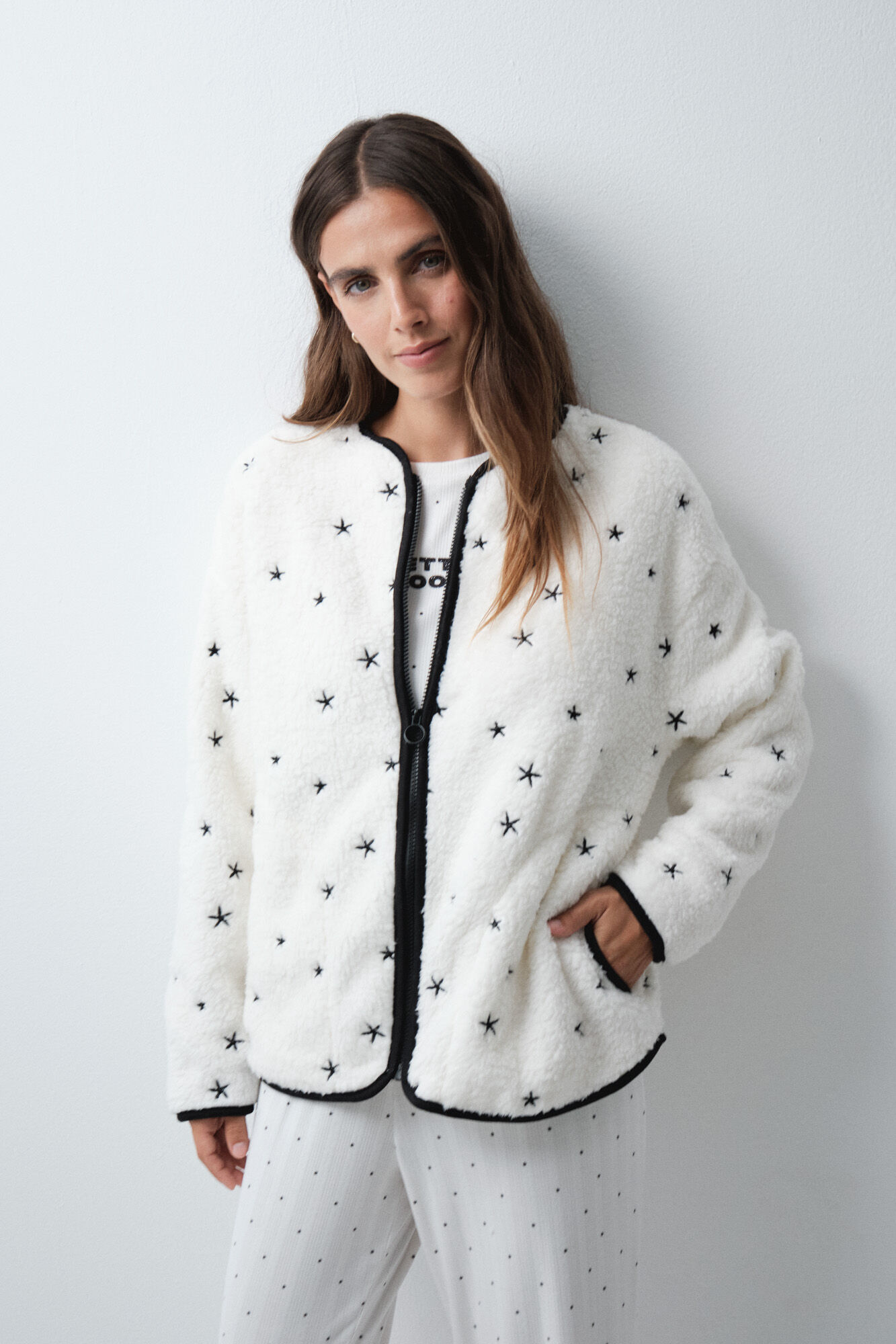 Women'secret Embroidered star short robe