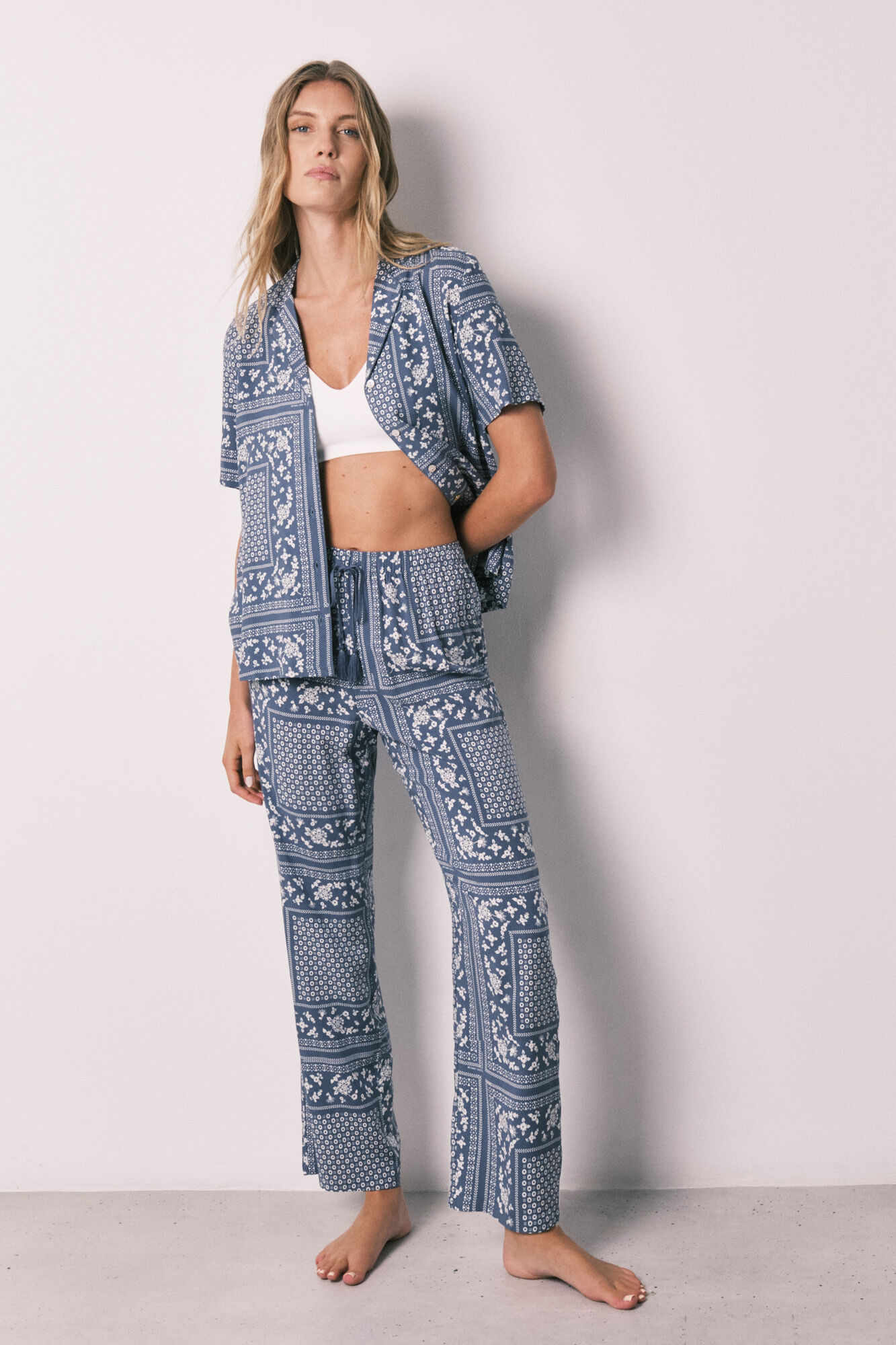 Women'secret Blue bandana print short sleeve classic pyjamas