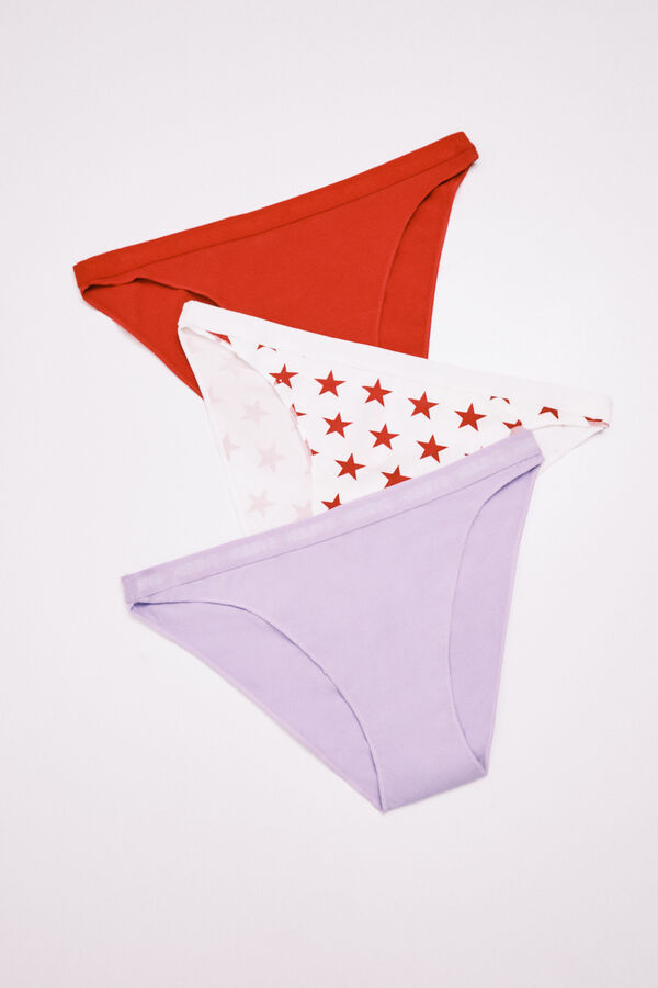 HI&BYE Pack of 3 classic cotton logo elastic panties pink