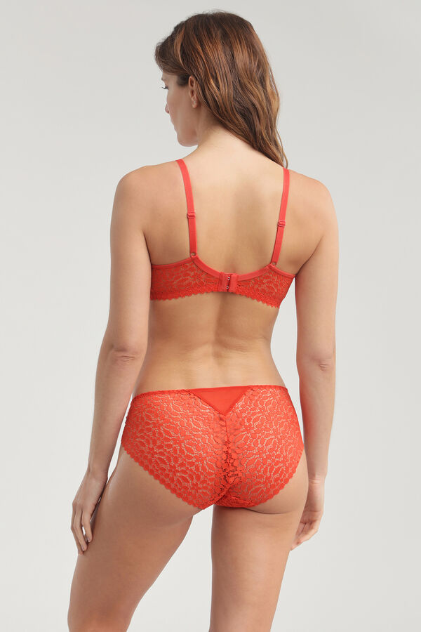 Womensecret Daily Dentelle floral lace no-show panty Narančasta