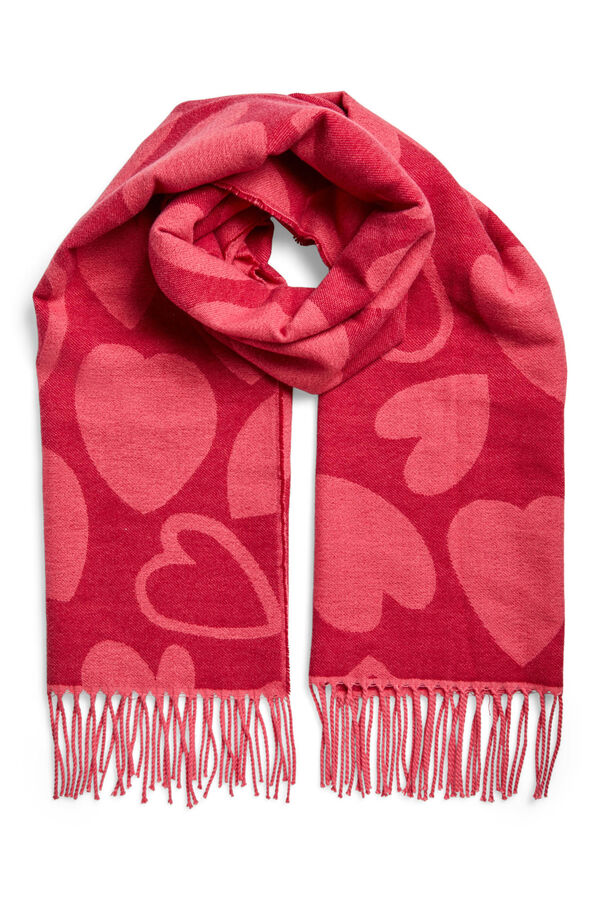 Pieces Cachecol estampado com franjas vermelho