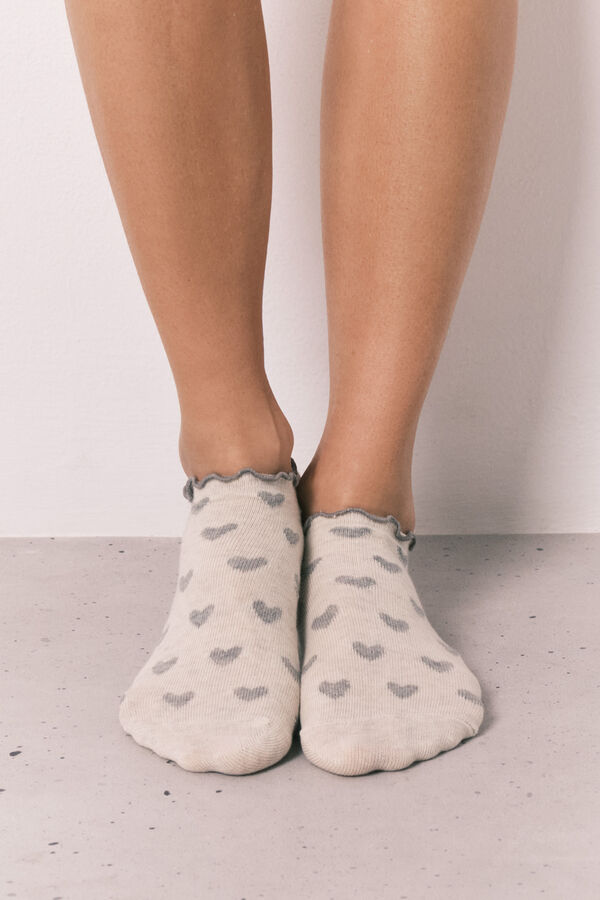 Women'secret 3 para kratkih čarapa sa printom srca Siva