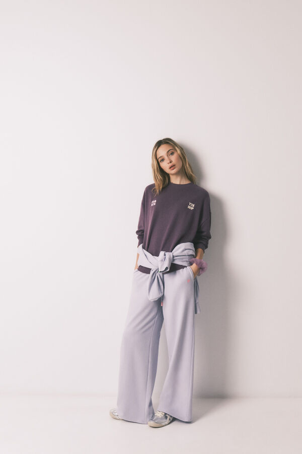 HI&BYE Purple cotton fleece sweatshirt pink