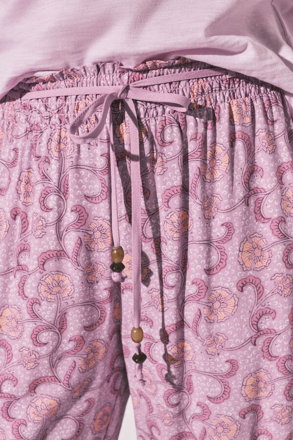 Women'secret Pink floral print long trousers pink