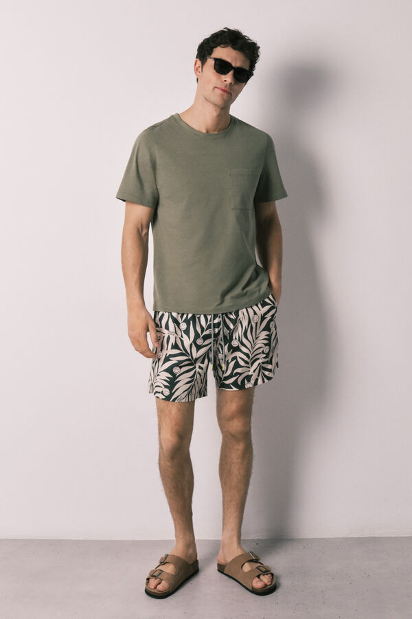 Women'secret SmileyWorld&reg; tropical print men's swimwear green