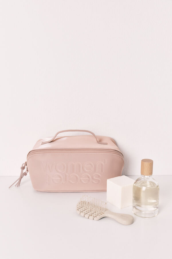 Women'secret Brown rubberized medium vanity case nude