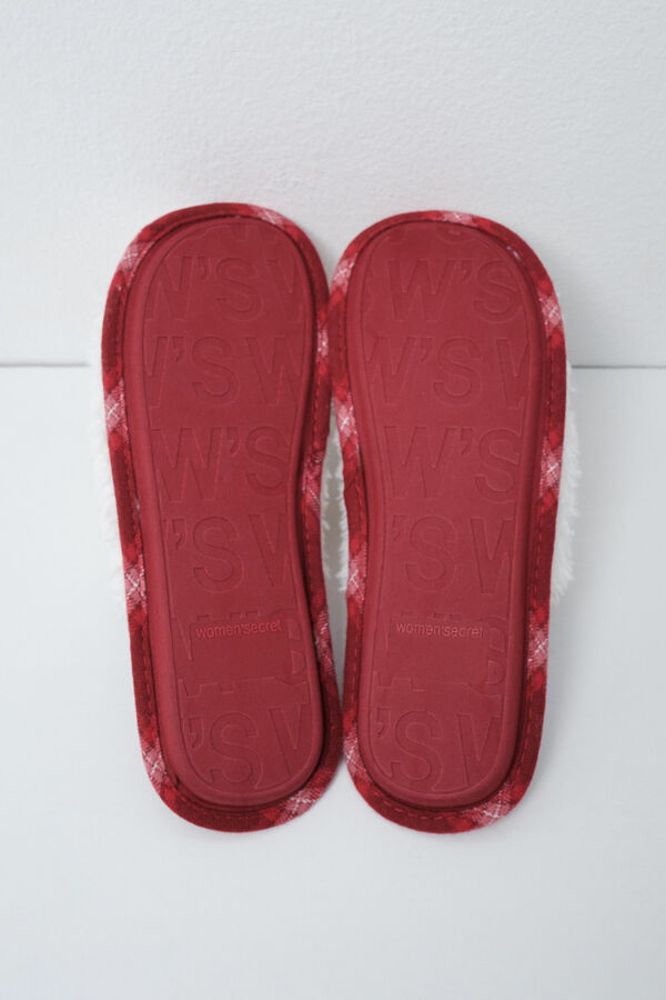 Women'secret Snoopy plaid faux shearling slippers red