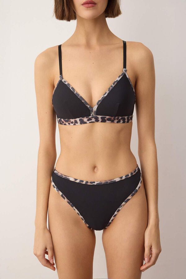 Trendyol Animal print triangle lingerie set black
