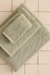 Textura Jacquard terry leaf towel green