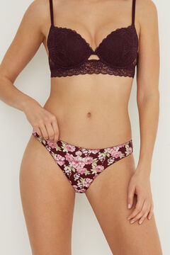 Womensecret 7-pack classic 100% cotton burgundy floral print panties printed