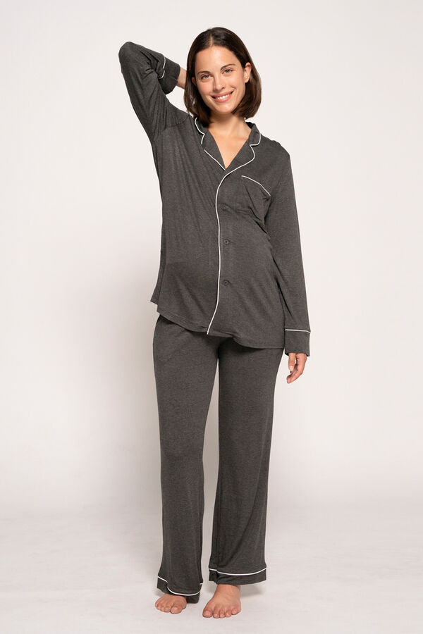 Womensecret Classic long-sleeved maternity pyjamas grey