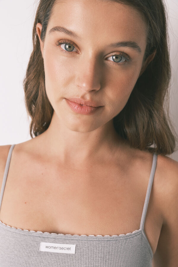 Women'secret Grey straight seamless ribbed top grey