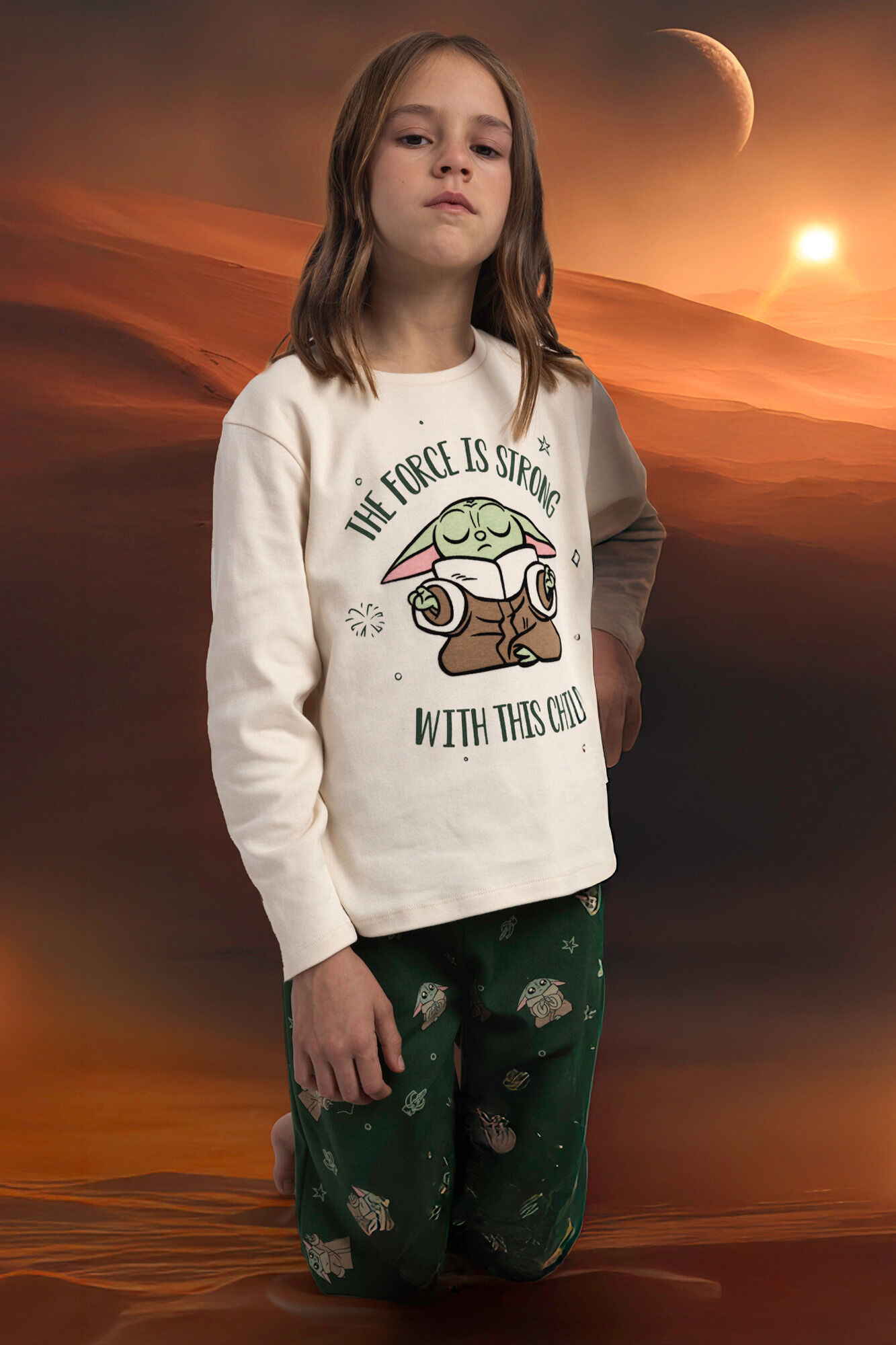 Admas Pijama infantil largo baby Yoda 100% algod&oacute;n