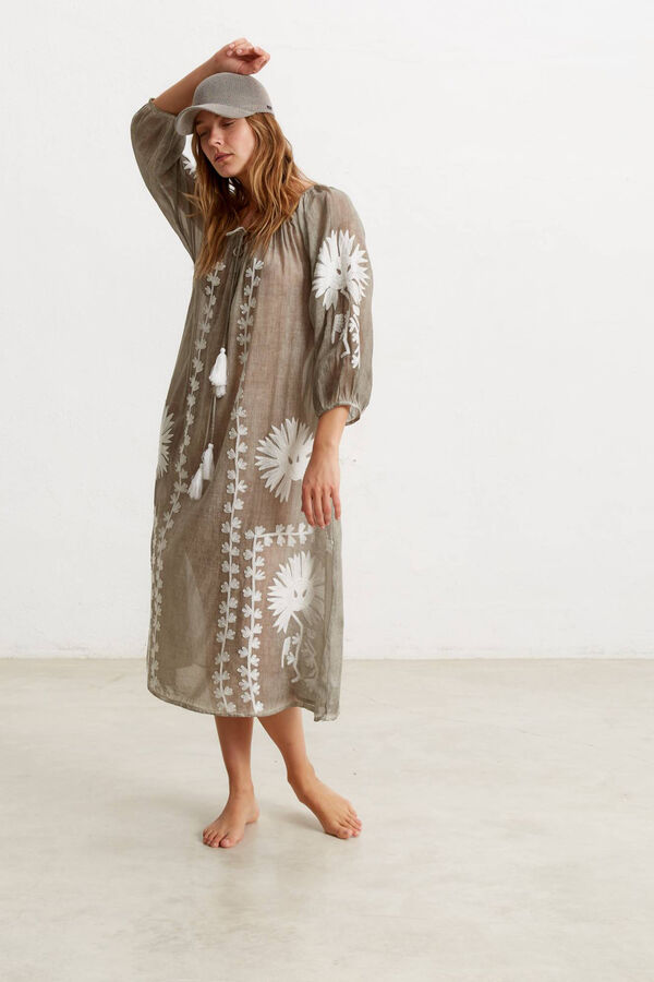 Womensecret Túnica algodão bordado cinzento