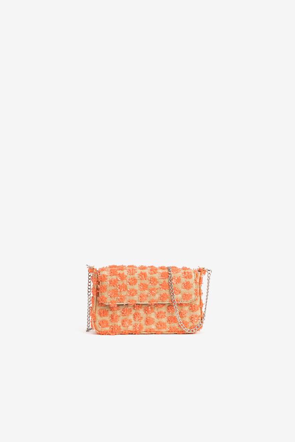 Vilanova Bolso fiesta efecto paja bordada naranja