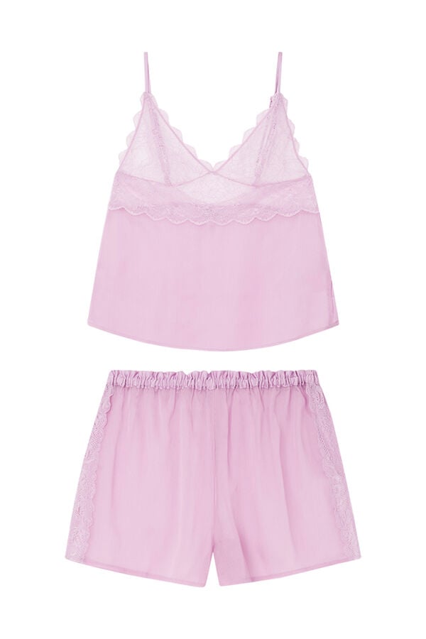 Womensecret Lila csipkés rövid pizsama rózsaszín