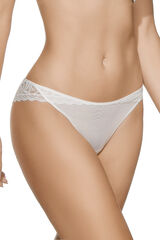 Selene Lace and tulle Brazilian panty Mara beige