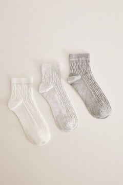 Womensecret 3-pack sparkly cotton ankle socks printed
