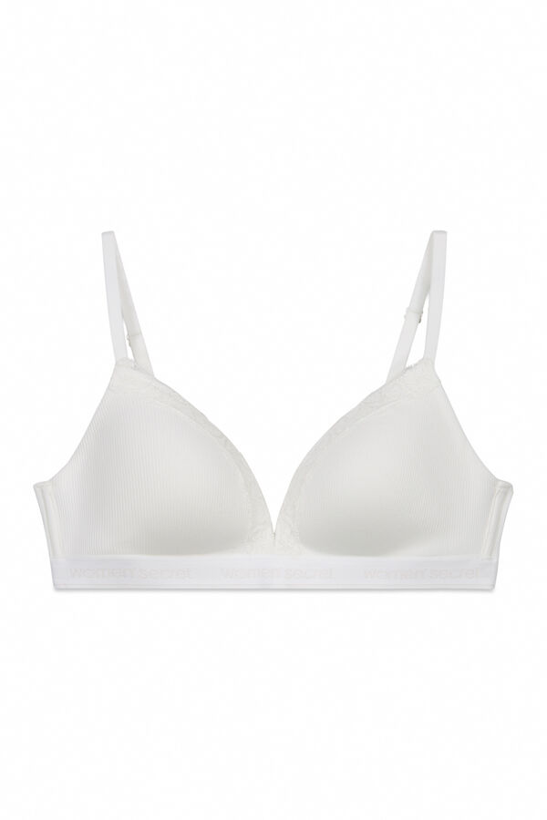 Women'secret Beli rebrasti pamučni trouglasti grudnjak CHARMING Bež