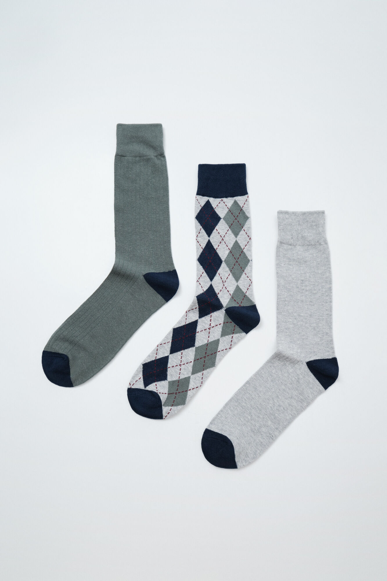 Women'secret Lot de 3 chaussettes unies losanges grises