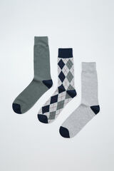 Women'secret Lot de 3 chaussettes unies losanges grises imprim&eacute;