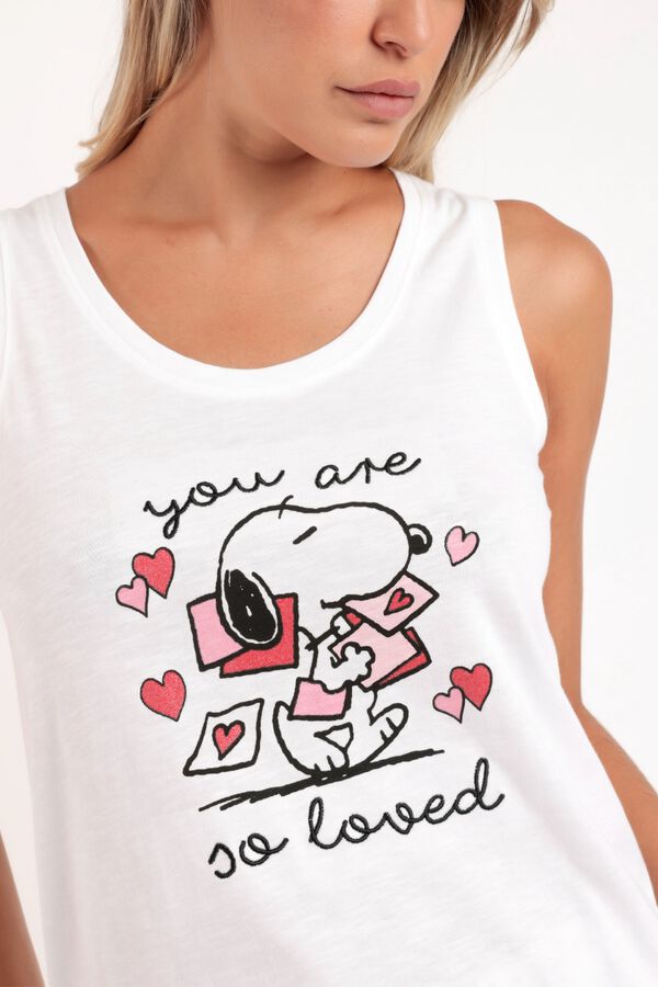 Admas Pijama corto Snoopy corazones blanco