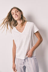 Women'secret Lilac striped cotton short sleeve long pyjamas beige