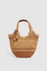 Pepe Jeans Rafia crossbody tote bag with handles mink