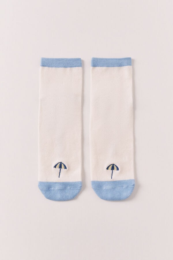 Women'secret Embroidered umbrella short socks blue