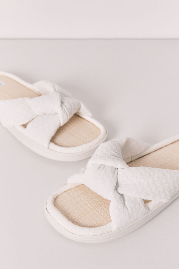 Women'secret Knot and raffia sandals beige