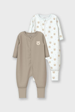 Womensecret Conjunto de dois pijamas neutros para bebê cinzento