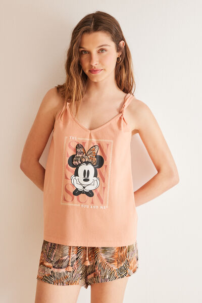 Womensecret Pijama corto 100% algodón ocre Minnie naranja