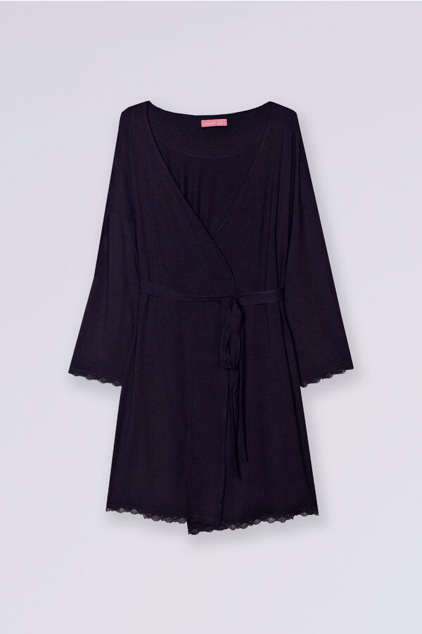 Womensecret Maternity robe with lace on bottom black
