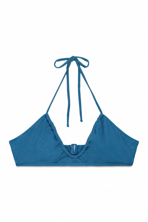 Women'secret Pink ruched shimmer bikini top blue