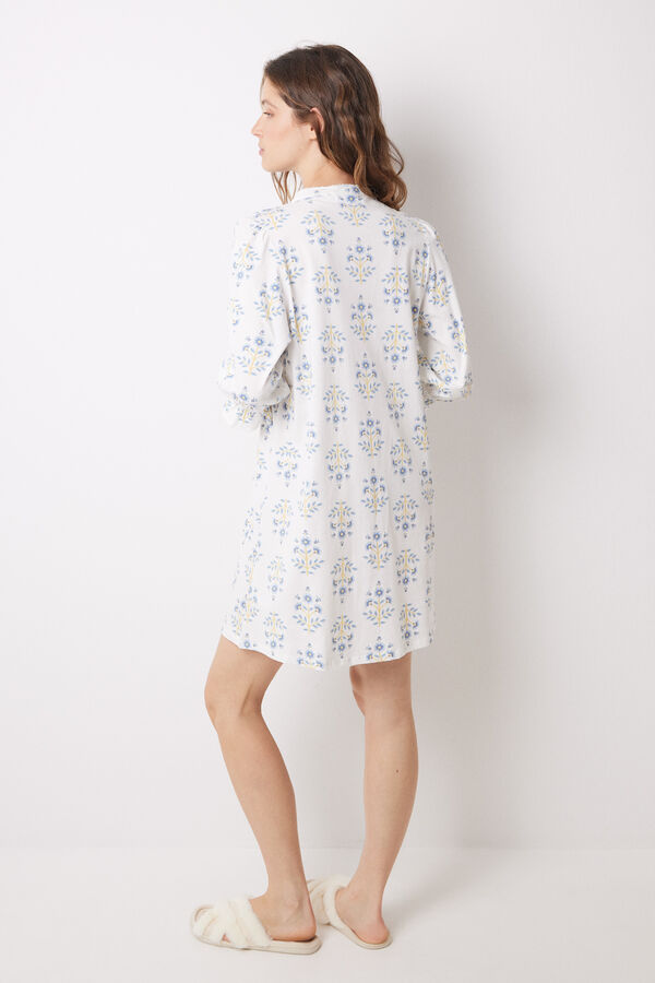 Womensecret Short nightgown 100% cotton allover flowers blue