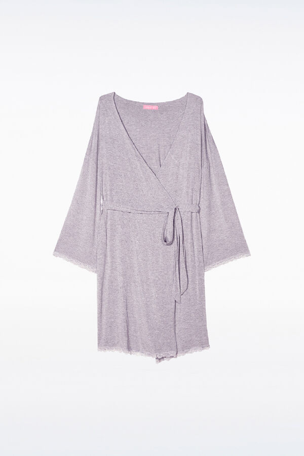 Ohma! Maternity robe with lace details grey
