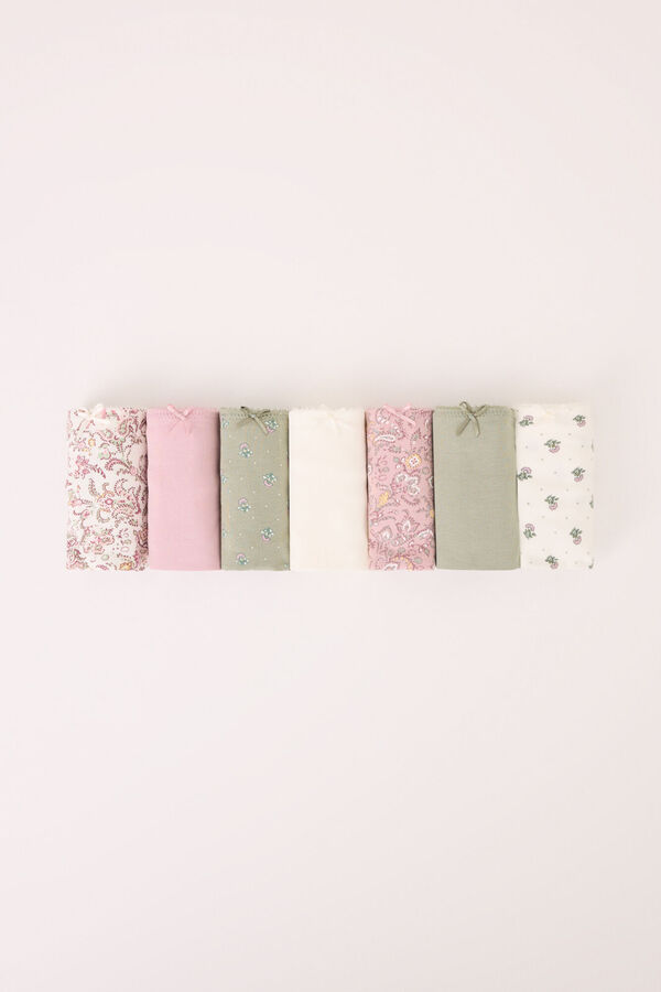 Women'secret Pack of 7 classic multicoloured cotton print panties printed