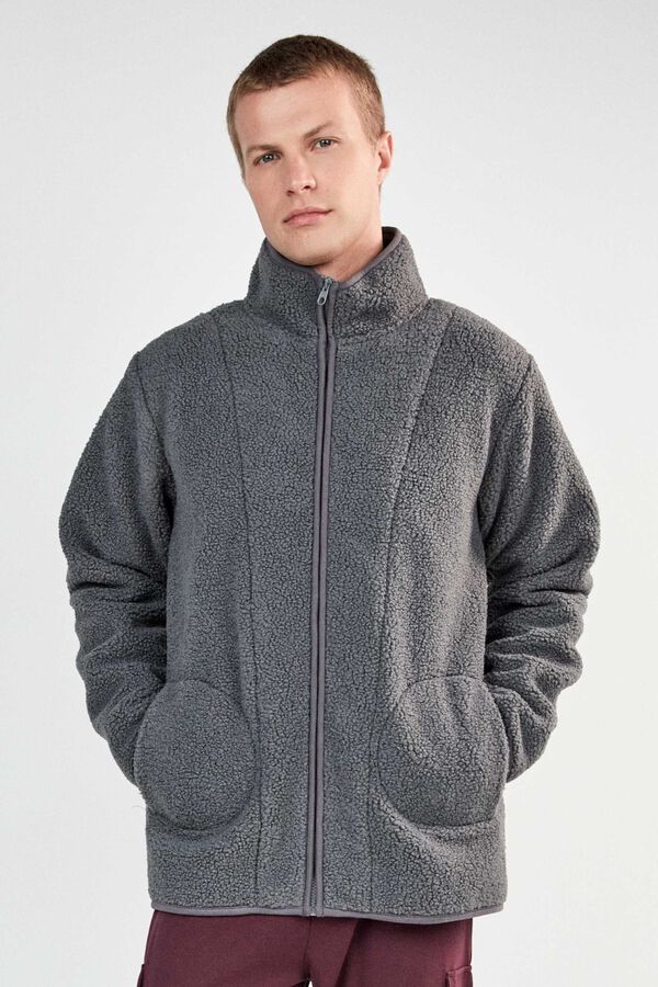 Gisela Men's faux shearling jacket grey