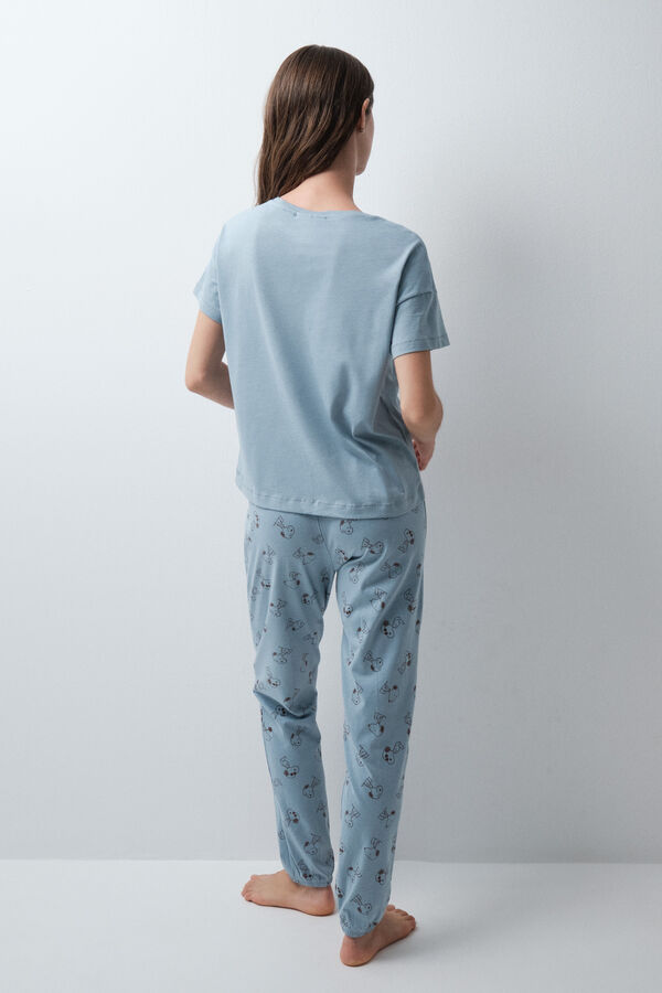 Women'secret Snoopy 3D short sleeve long pyjamas blue