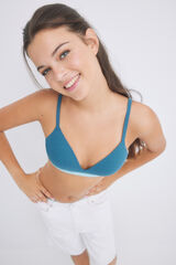 Womensecret Blue triangle bra with fixed cups blue