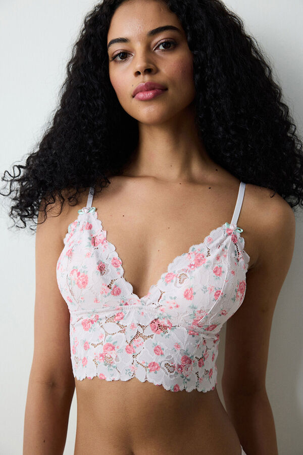 Penti Pink floral lace bralette bra pink