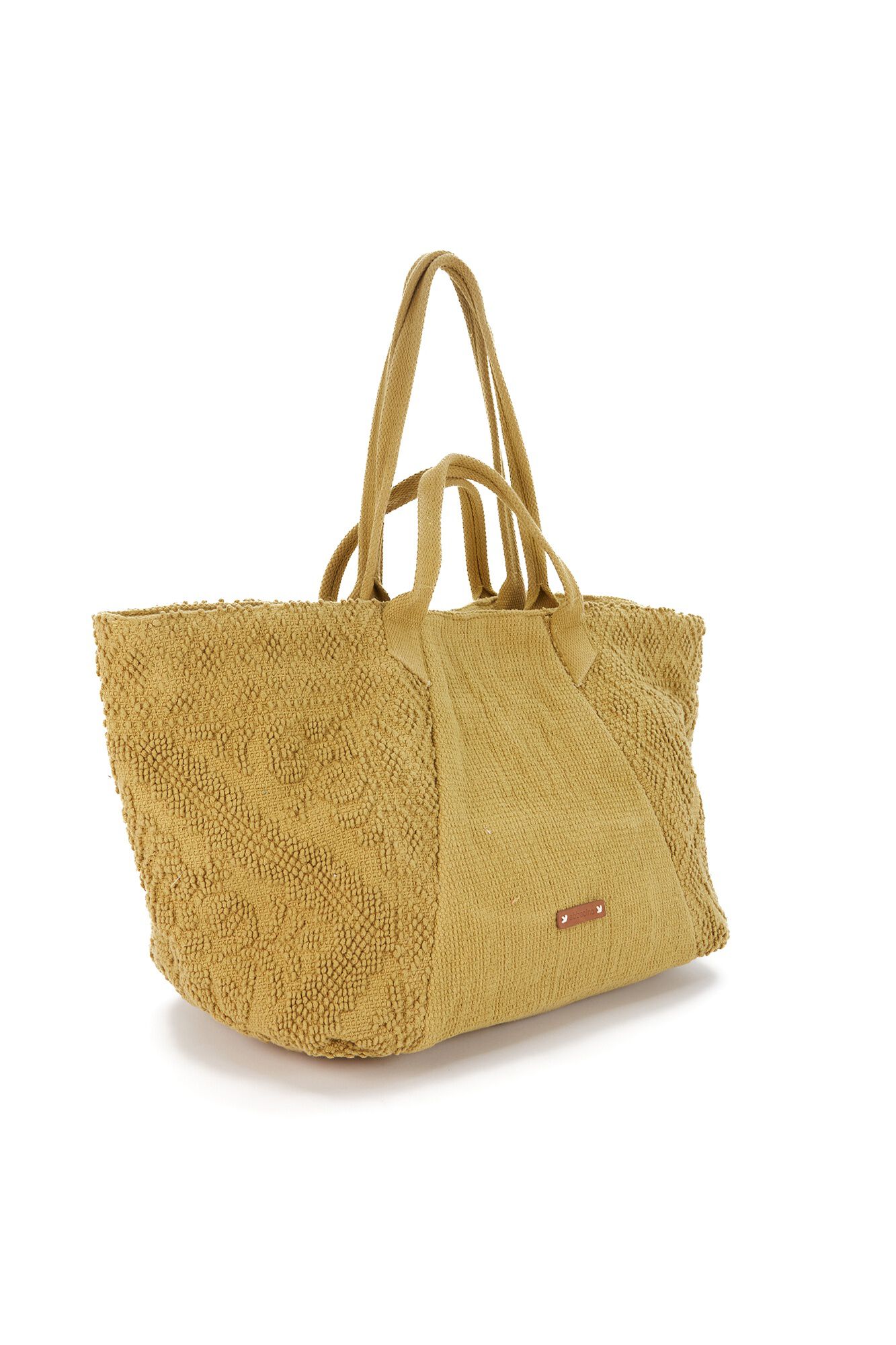 Abbacino  Mala de praia em algod&atilde;o bordada &acirc;mbar