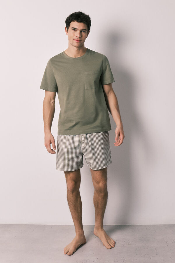 Women'secret Men's plaid cotton short pyjamas printed