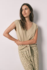 Women'secret Cotton knot long pyjamas beige