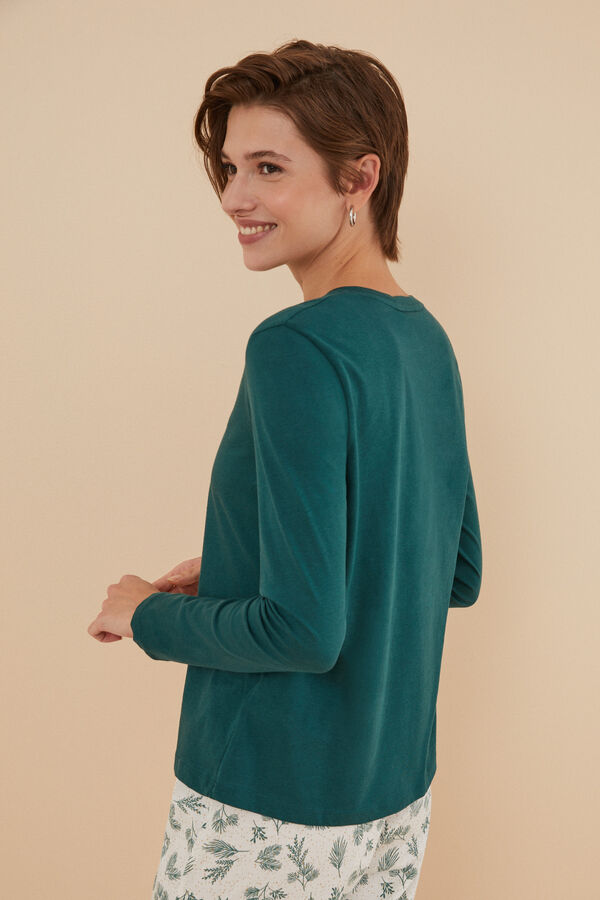 Womensecret Green 100% cotton long-sleeved top green