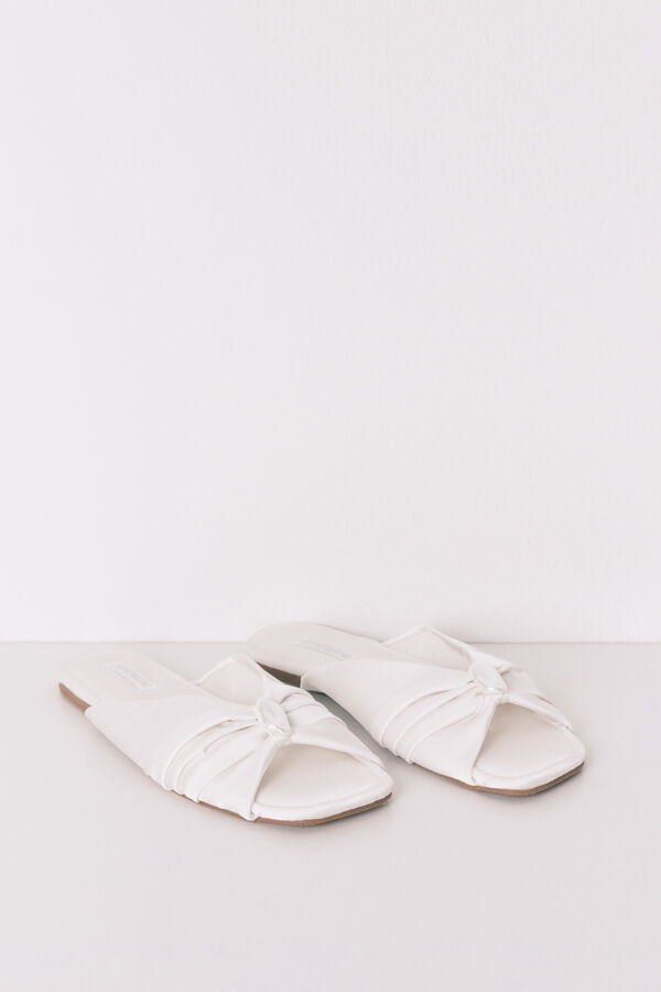 Women'secret Satin mule slippers in White beige