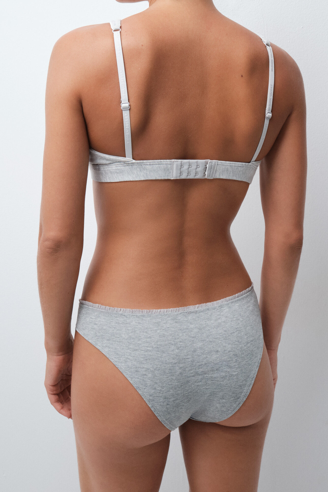 Women'secret Braga cl&aacute;sica canal&eacute; algod&oacute;n gris